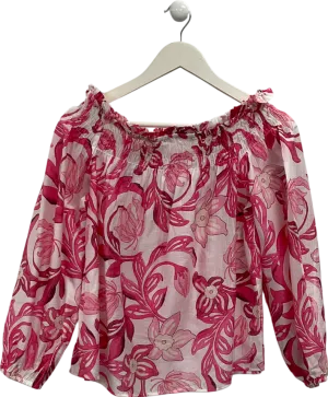 H&M Pink Off The Shoulder Floral Print Top UK S