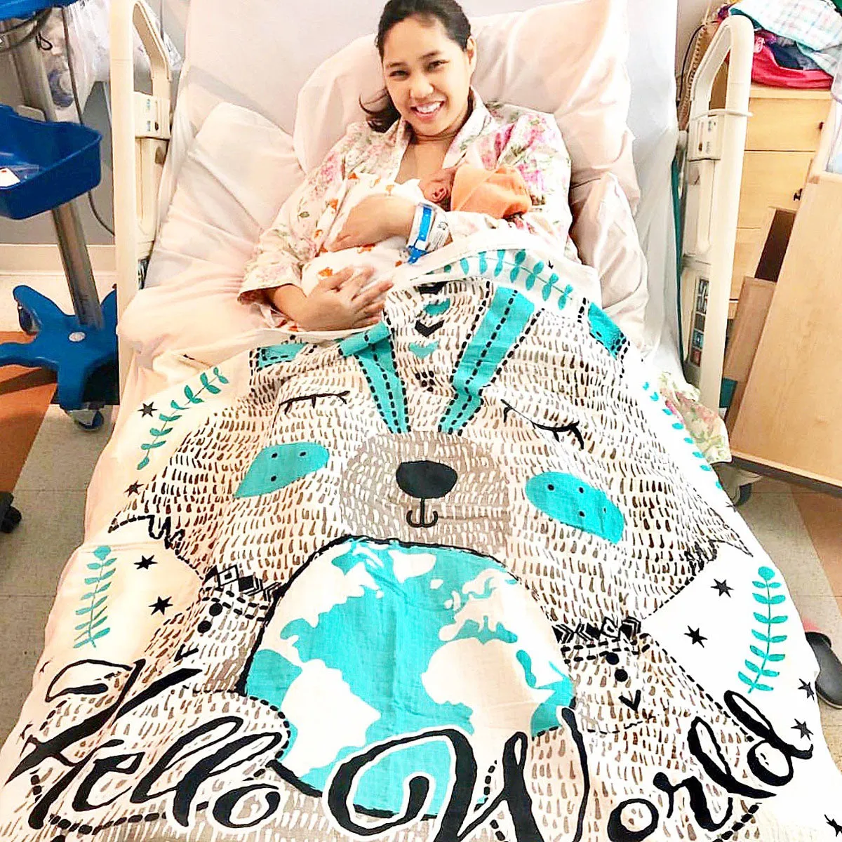 Hello World Organic Muslin Blanket
