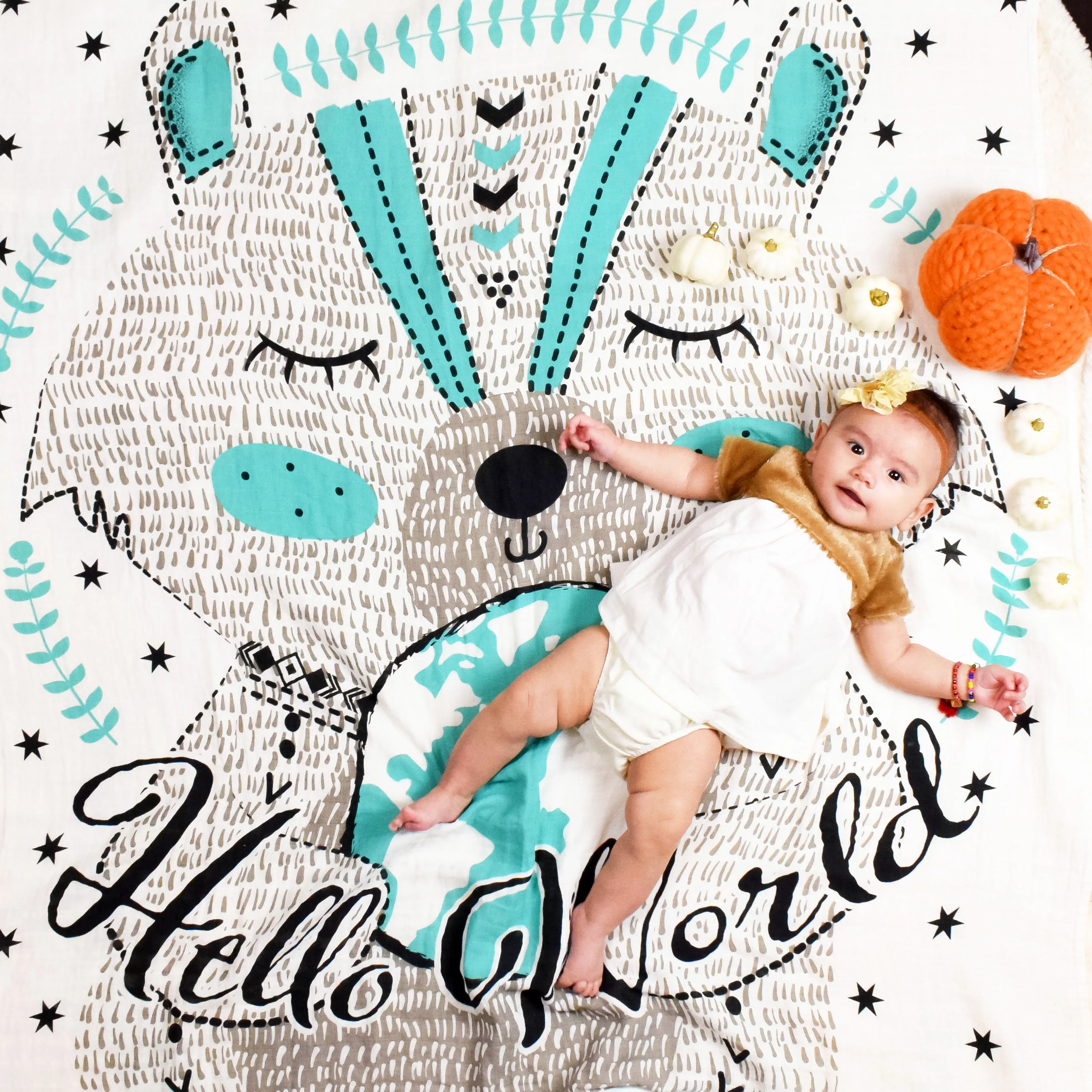 Hello World Organic Muslin Blanket