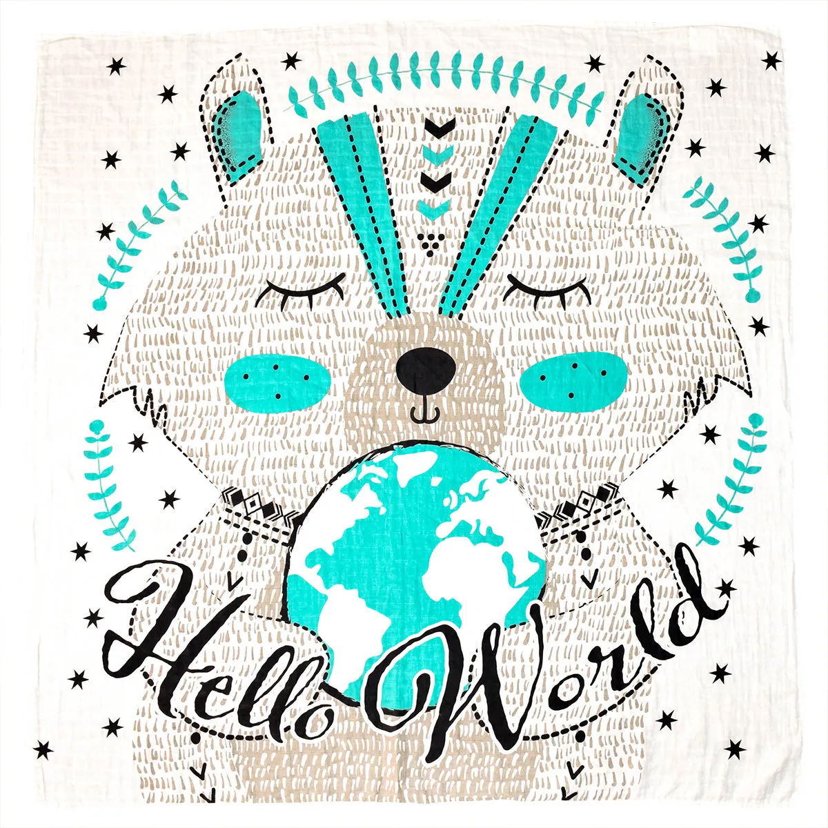 Hello World Organic Muslin Blanket