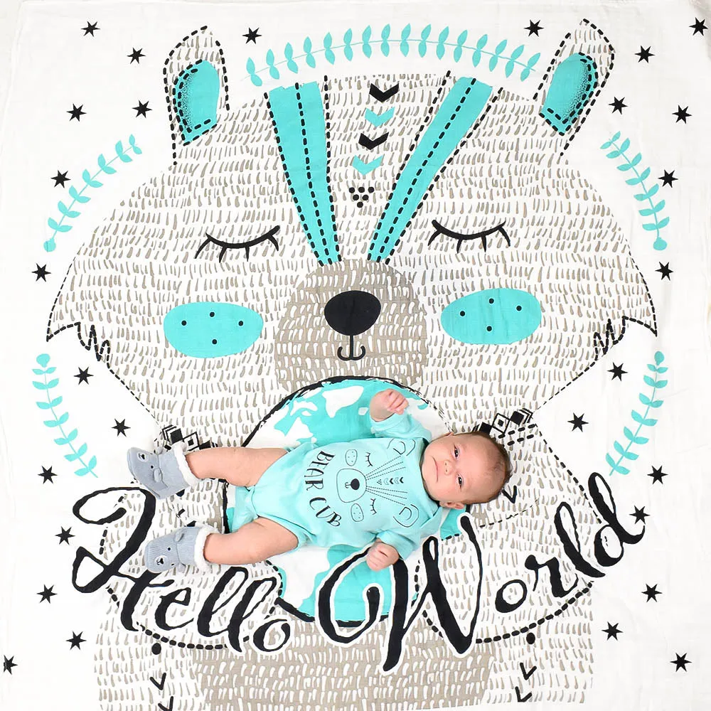 Hello World Organic Muslin Blanket