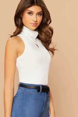 High Neck Rib Top