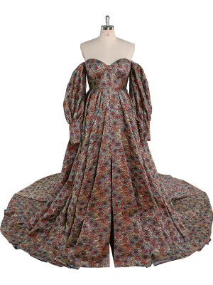 High-Quality Elegant Jacquard Floral Evening Dress Long Sleeve Retro Prom Gown Photo Shoot Dress YEWEN YW221031