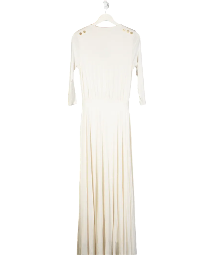 Holland Cooper Cream Long Sleeve Maxi Dress With Gold Button Detail UK XS