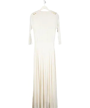 Holland Cooper Cream Long Sleeve Maxi Dress With Gold Button Detail UK XS