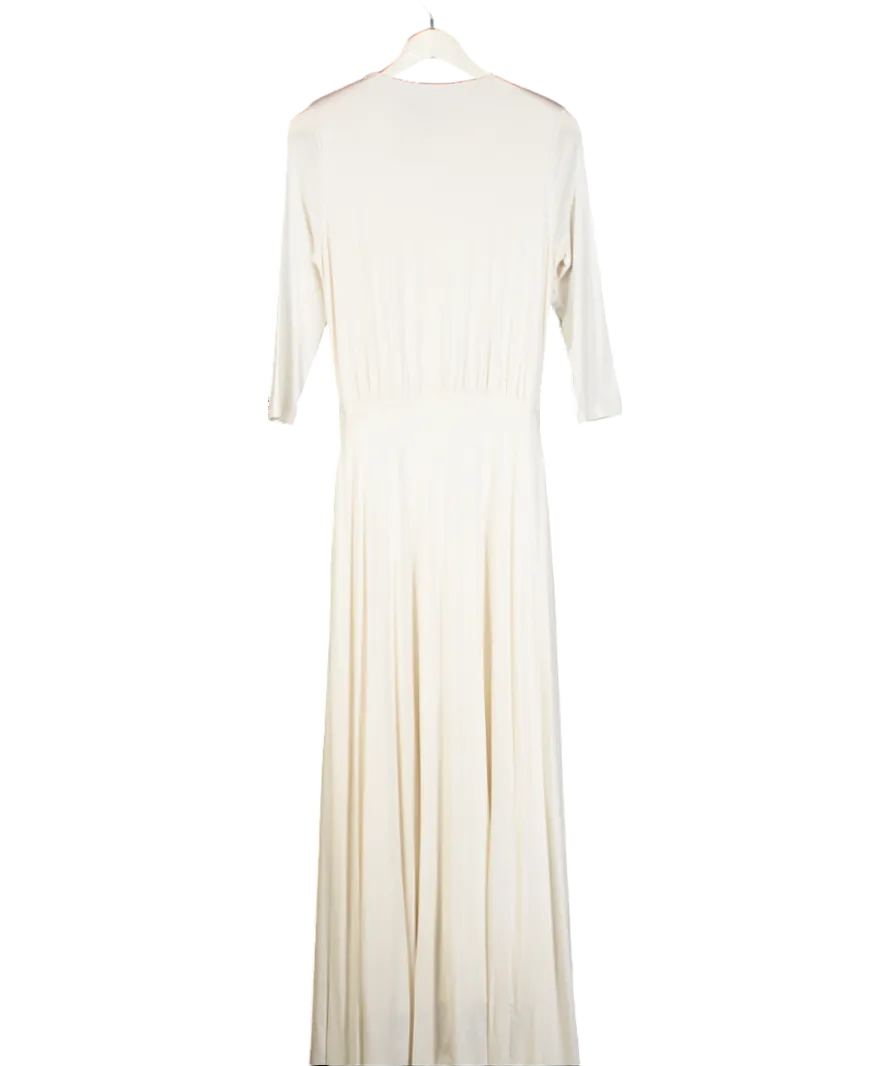 Holland Cooper Cream Long Sleeve Maxi Dress With Gold Button Detail UK XS