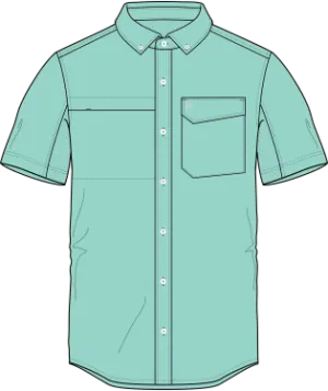 HUK TIDE POINT SOLID WOVEN SHORT SLEEVE BUTTON DOWN SHIRT - BEACH GLASS