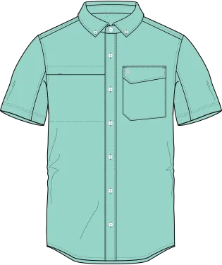 HUK TIDE POINT SOLID WOVEN SHORT SLEEVE BUTTON DOWN SHIRT - BEACH GLASS