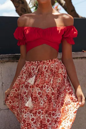 I Like It Off Shoulder Red Crop Top