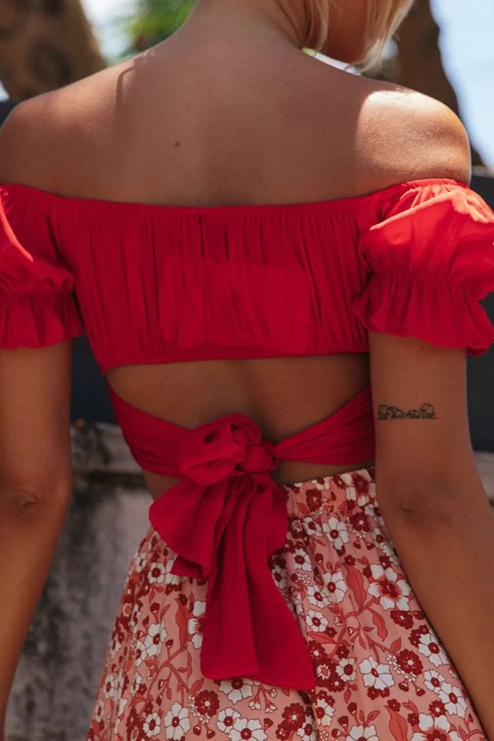 I Like It Off Shoulder Red Crop Top