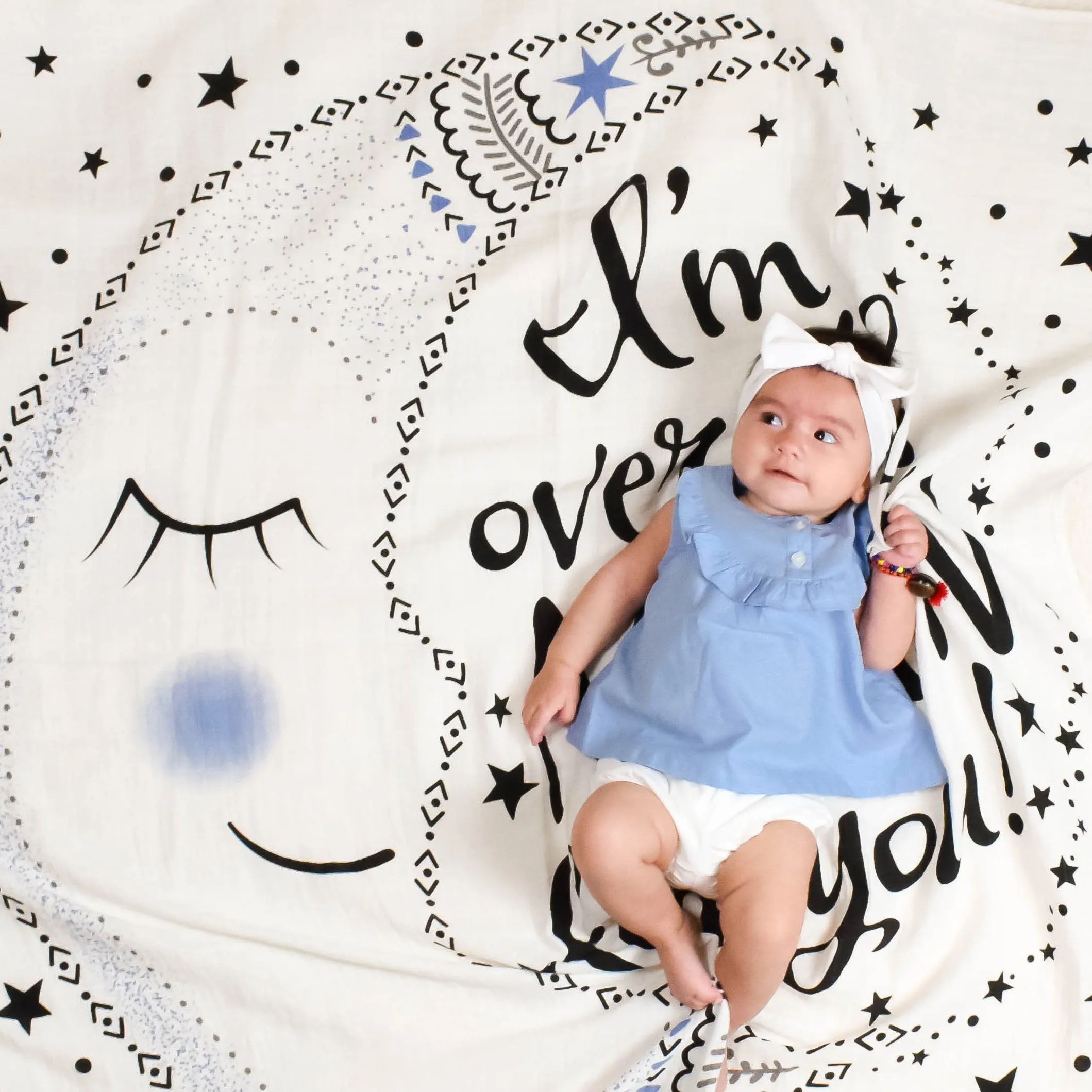 I'm Over the Moon Organic Muslin Blanket