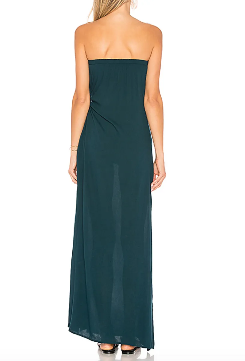 Indah Allegra Strapless Long Keyhole Dress | Teal