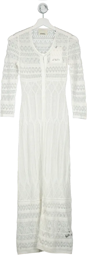 Isabel Marant White Crochet Knit Maxi Dress UK 6
