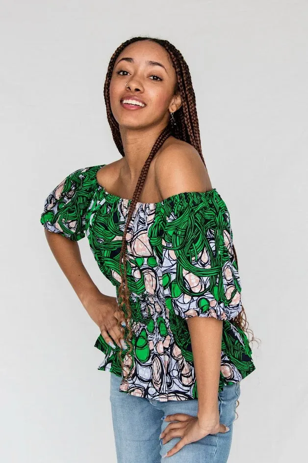 Itire Smocked Top- Green