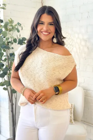 Ivory Textured Off The Shoulder Sweater