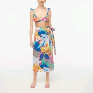 J. CREW FACTORY Printed midlength sarong cover-up sz Xl