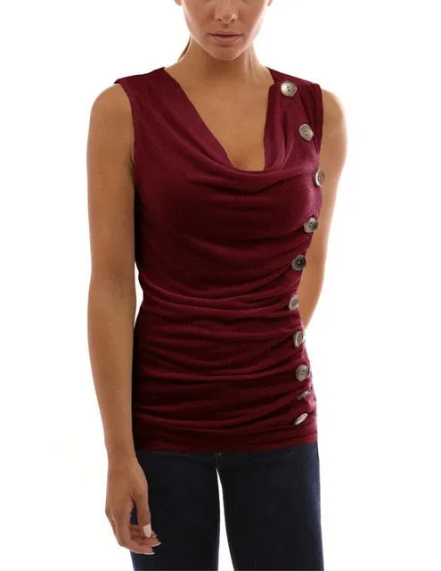 Jax Sexy V Neck Button Top