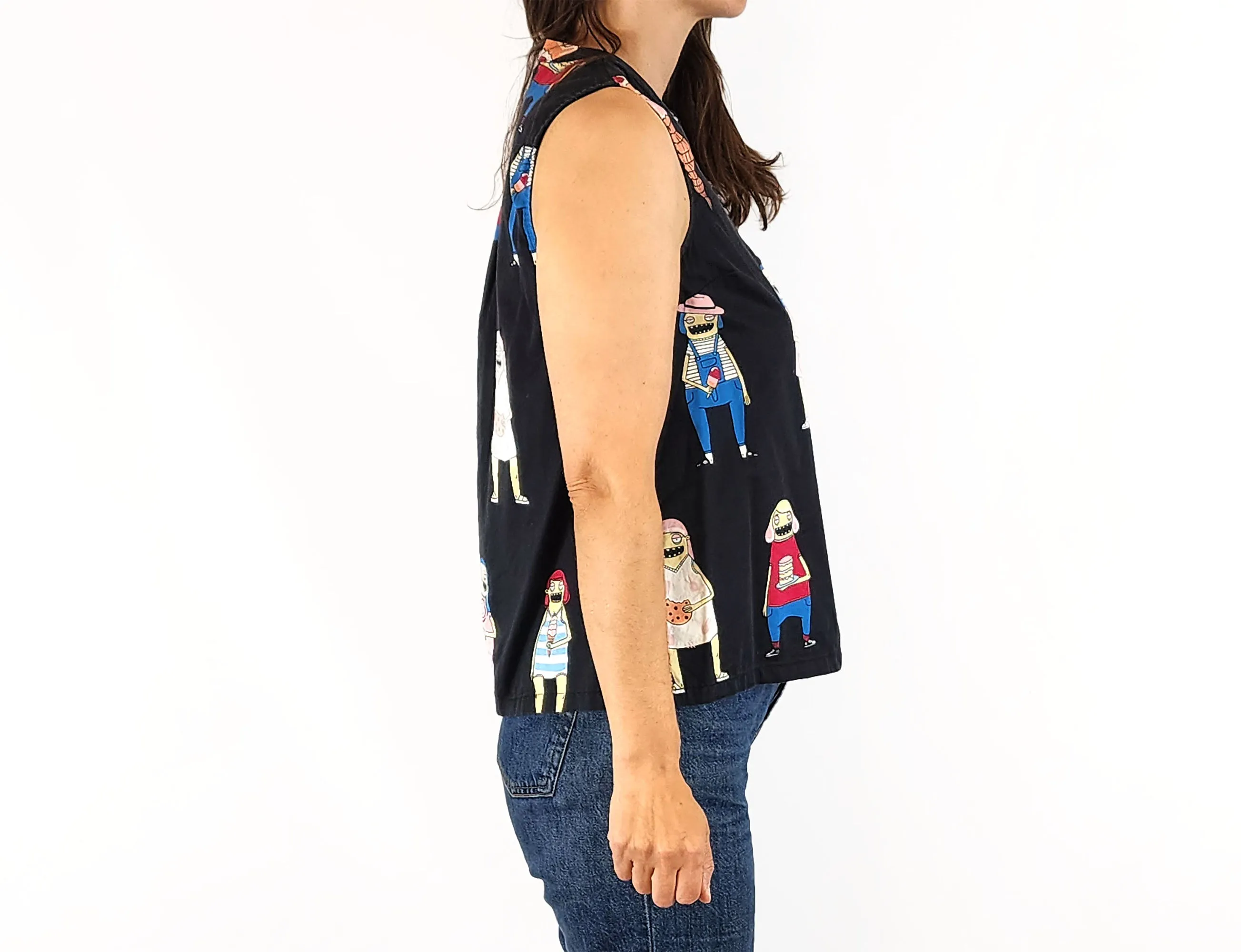 Jericho Road black unique print top size 8