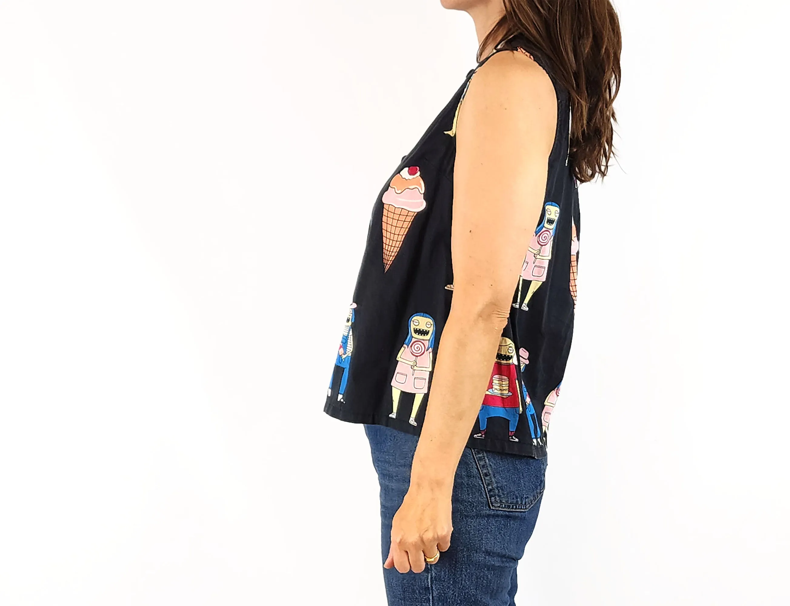 Jericho Road black unique print top size 8