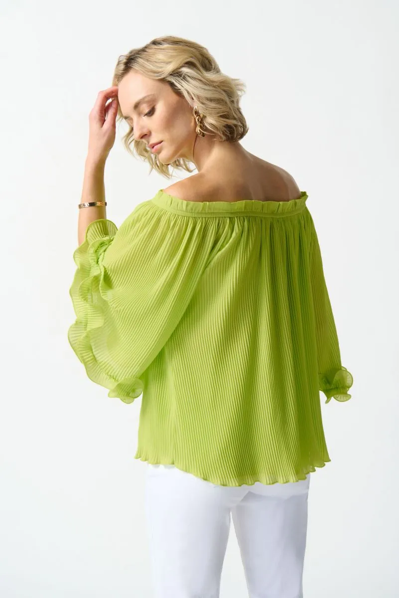 Joseph Ribkoff Off-Shoulder Pleated Flutter Sleeve Top 242909