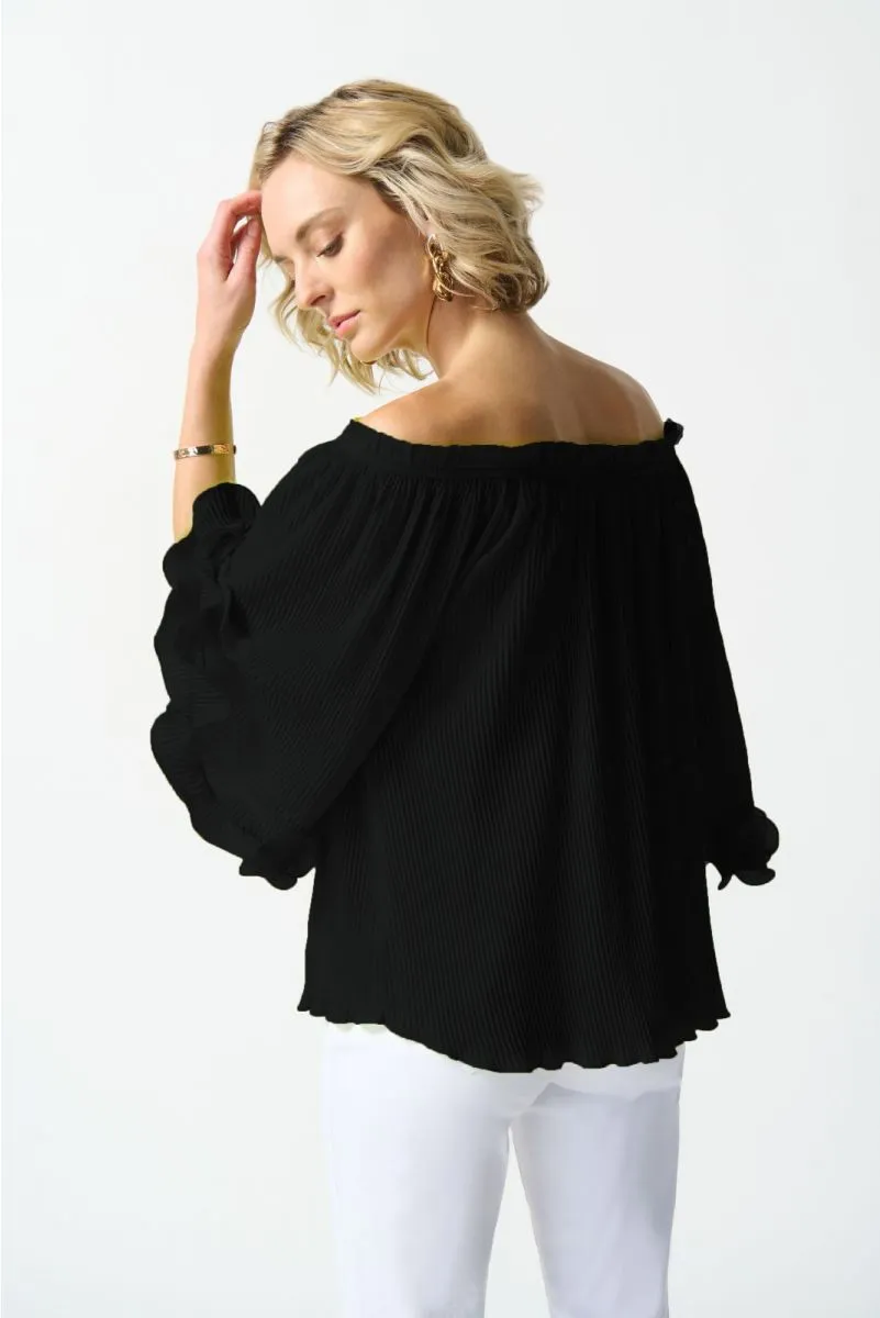 Joseph Ribkoff Off-Shoulder Pleated Flutter Sleeve Top 242909