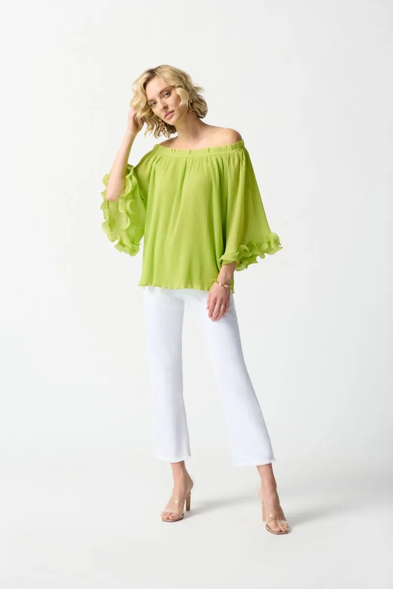 Joseph Ribkoff Off-Shoulder Pleated Flutter Sleeve Top 242909