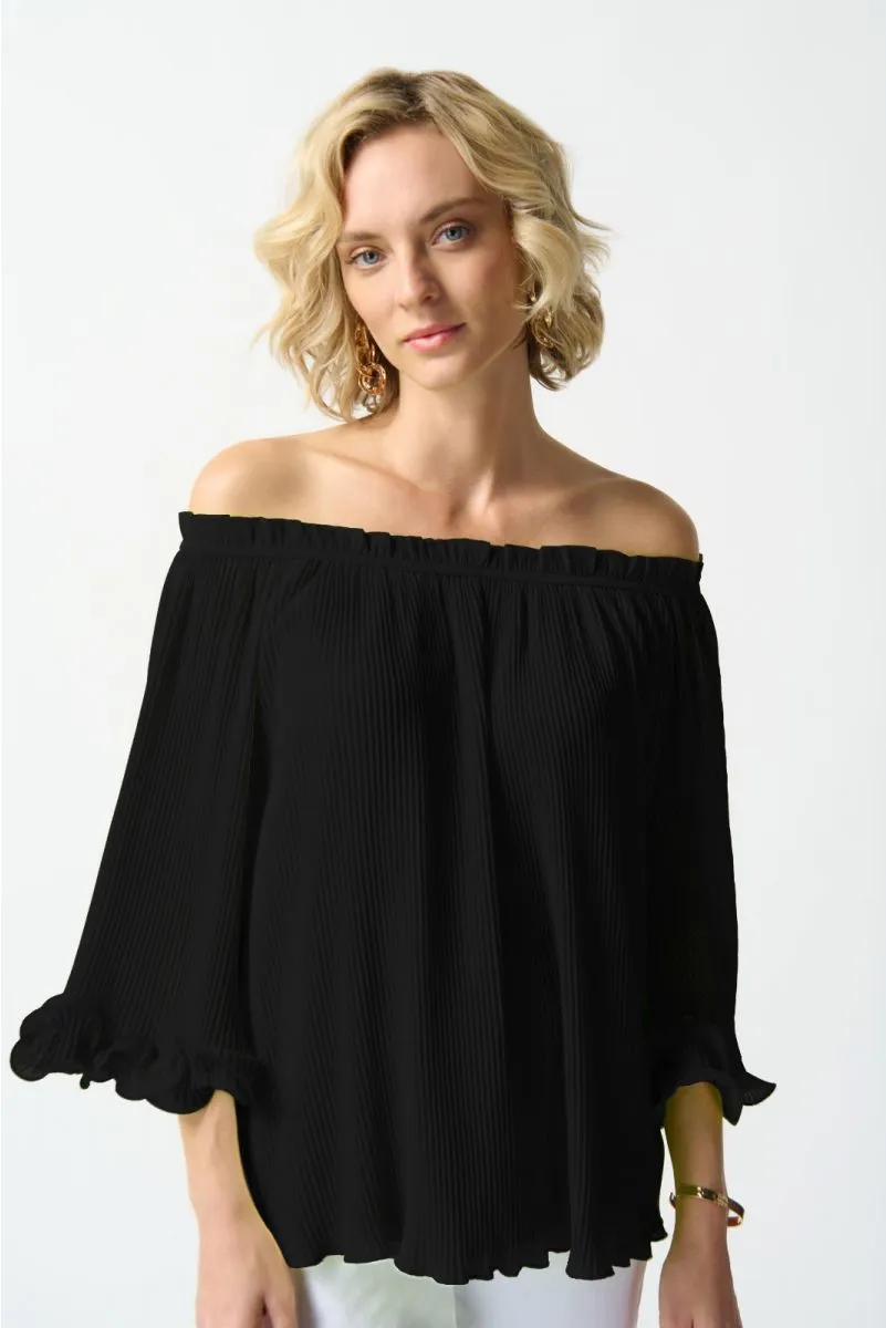Joseph Ribkoff Off-Shoulder Pleated Flutter Sleeve Top 242909