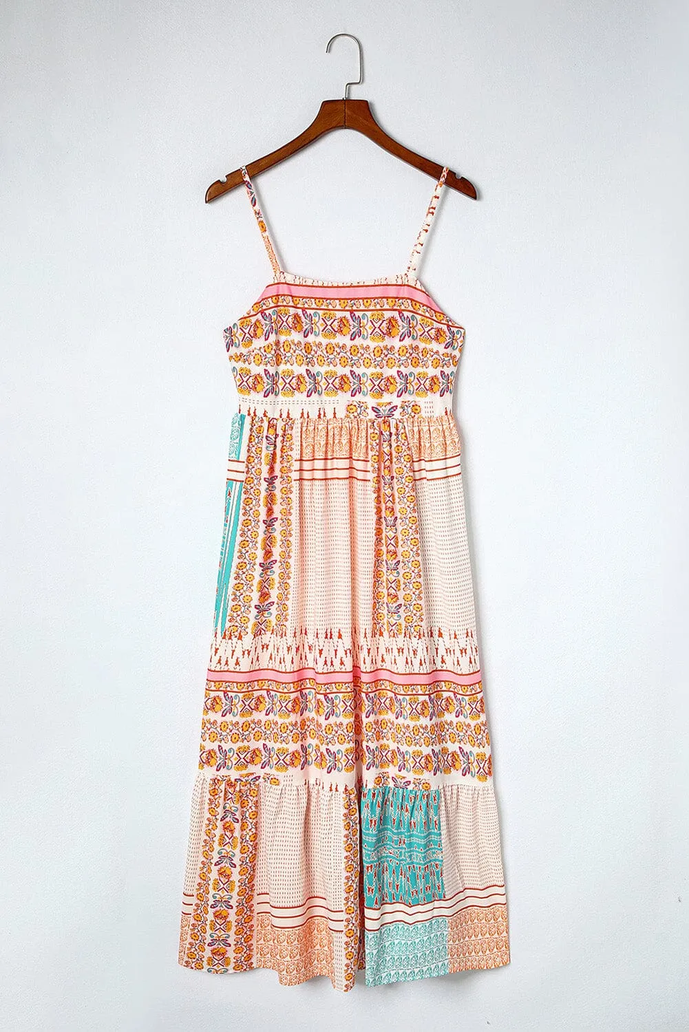 KaleaBoutique Boho Patchwork Print Square Neck Sundress