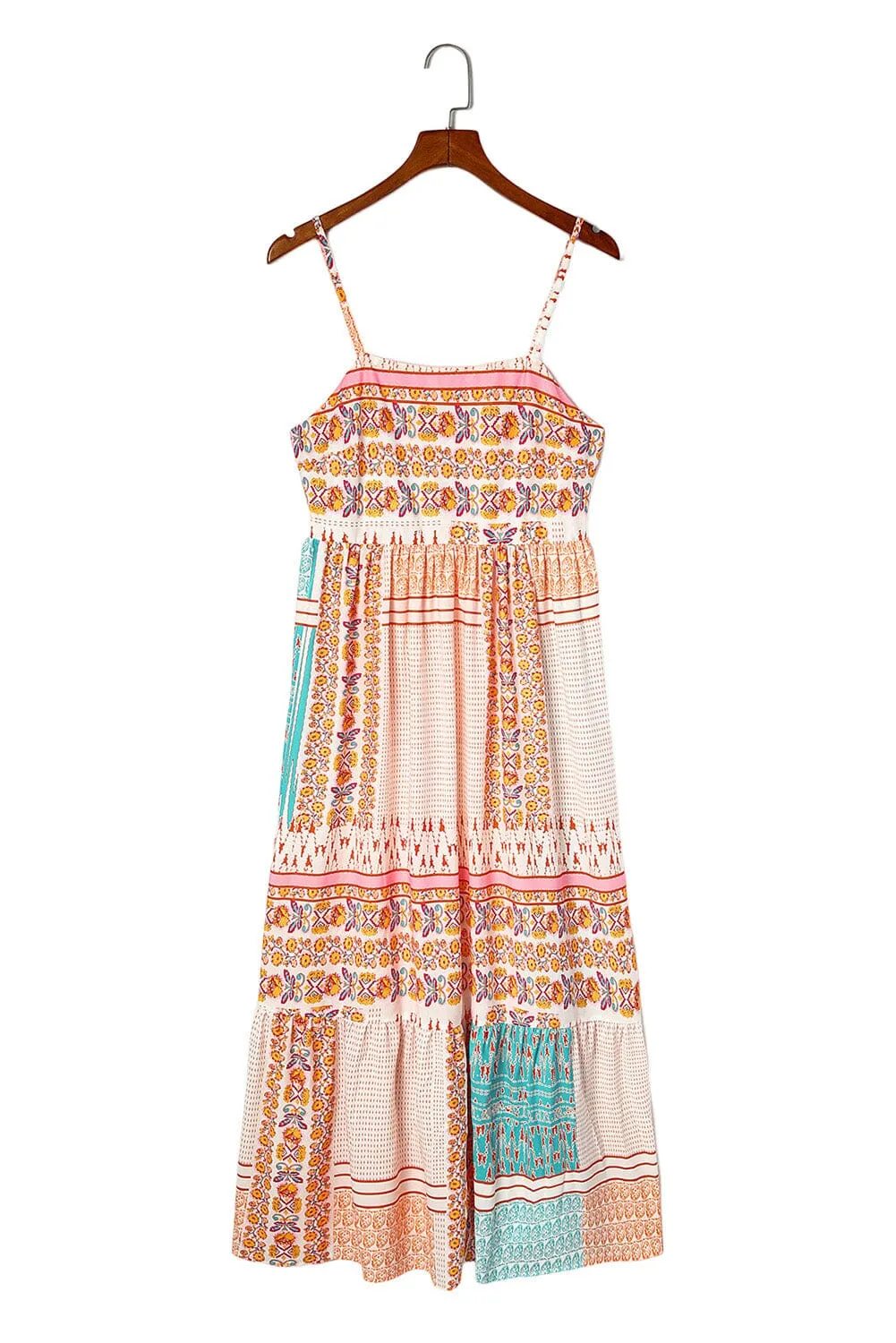 KaleaBoutique Boho Patchwork Print Square Neck Sundress