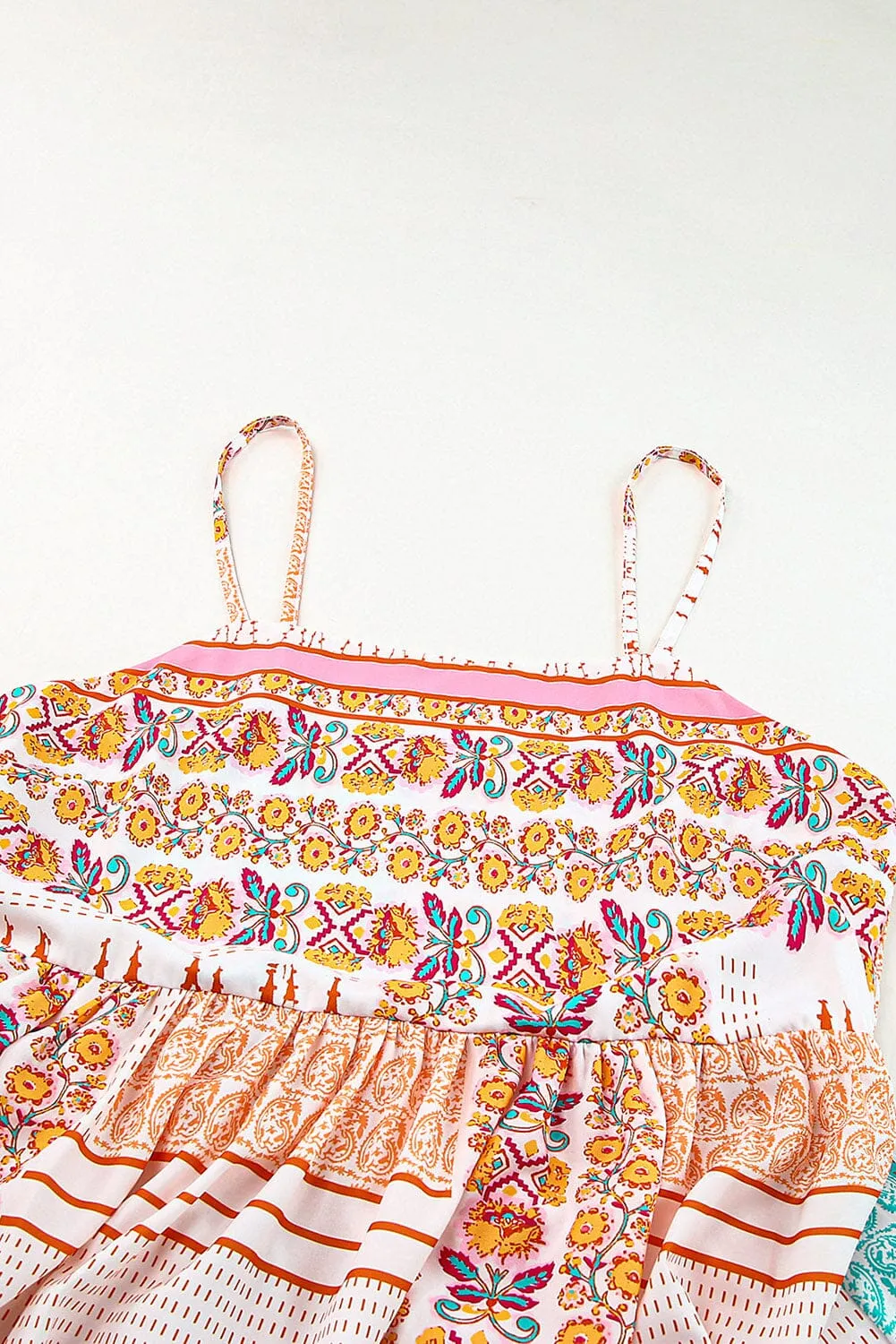 KaleaBoutique Boho Patchwork Print Square Neck Sundress