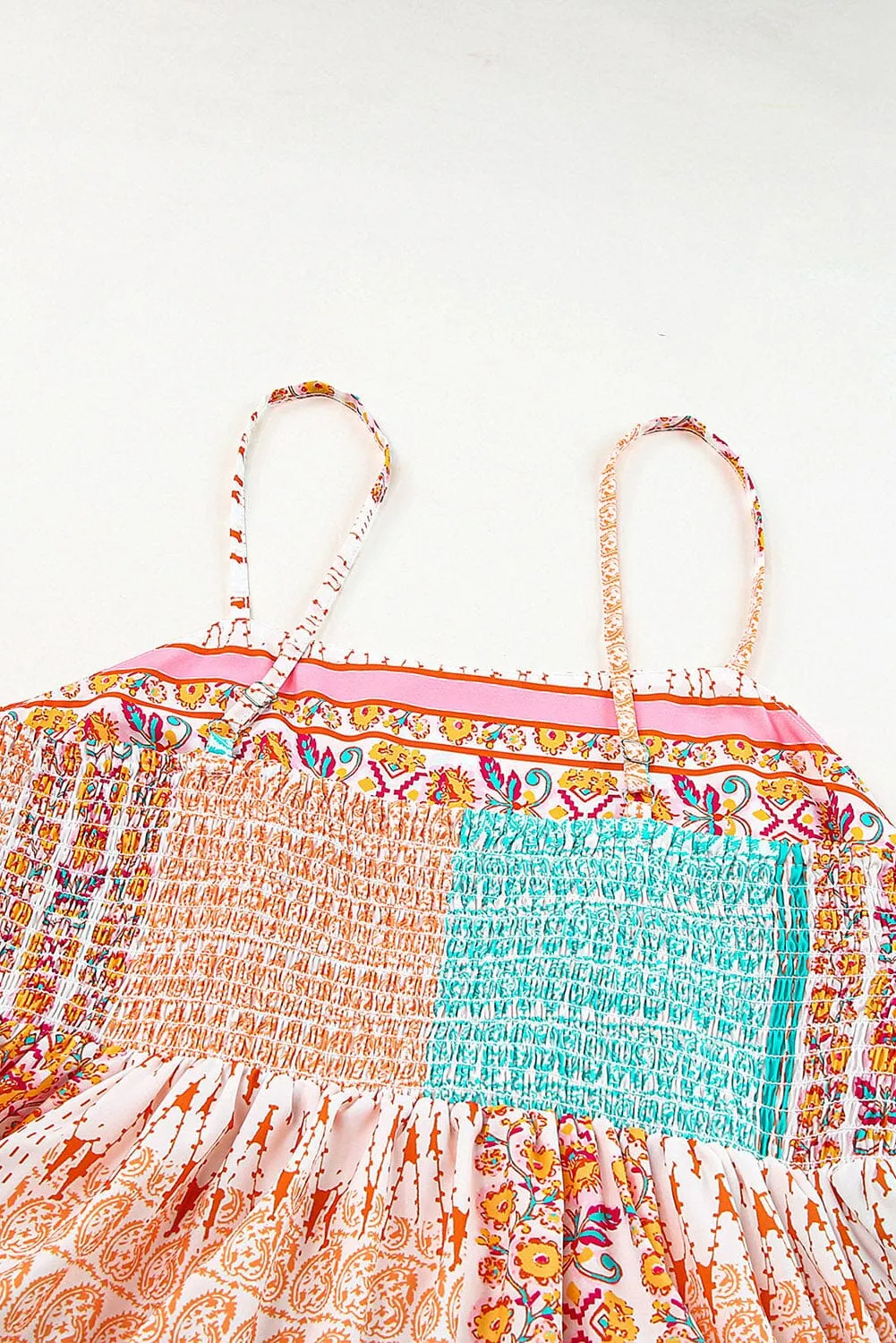 KaleaBoutique Boho Patchwork Print Square Neck Sundress