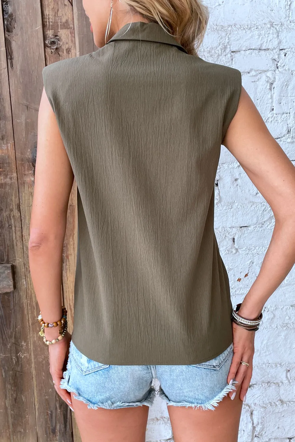 KHD Collared Neck Sleeveless Shirt