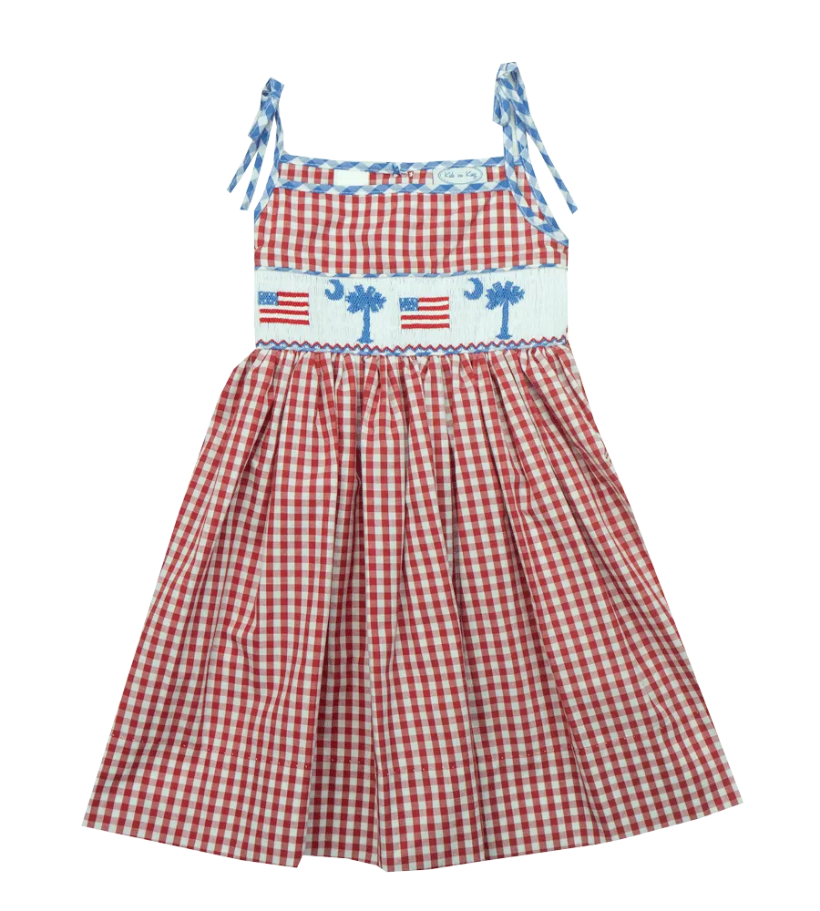 Kids on King  Palmetto With American Flag Smocked