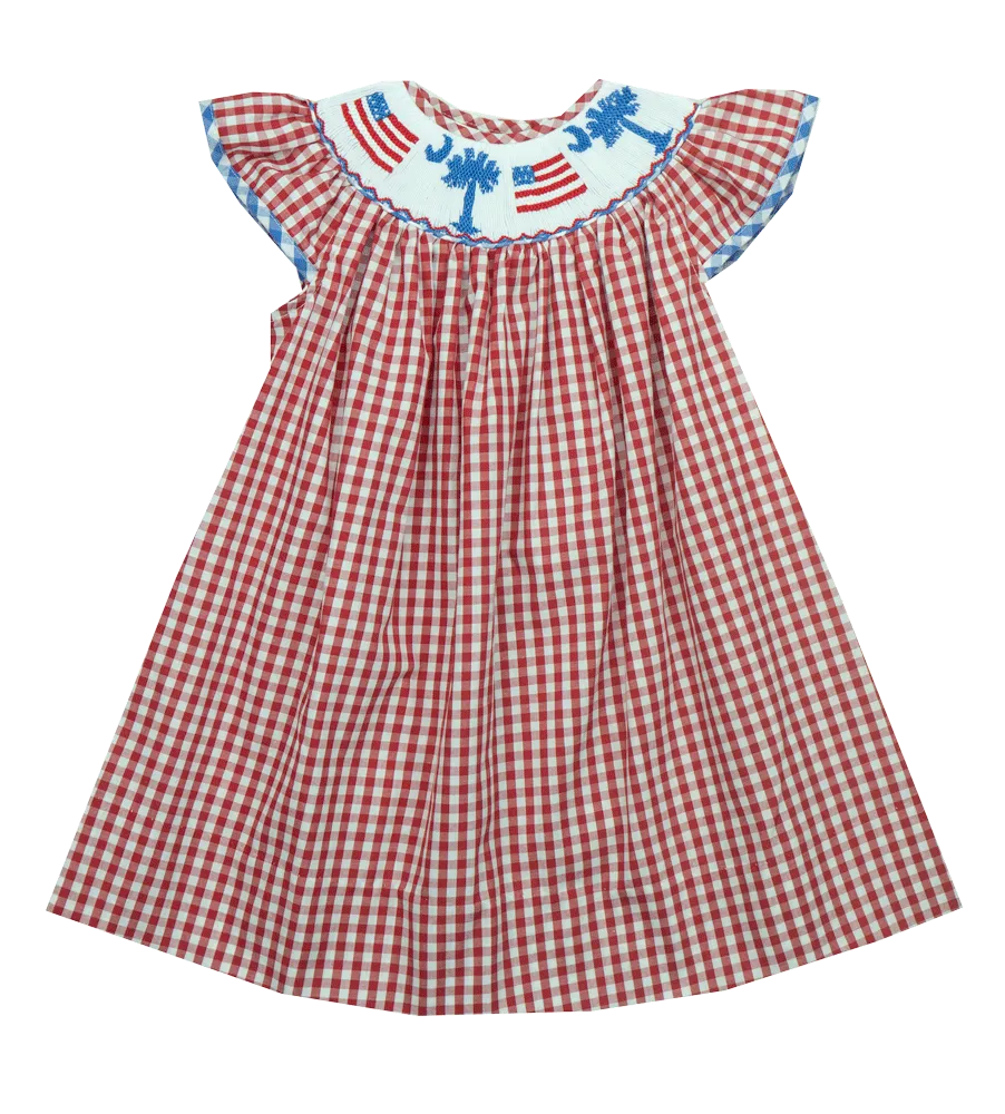Kids on King  Palmetto With American Flag Smocked