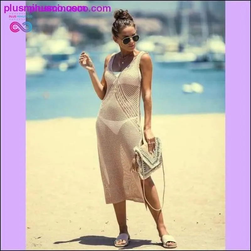 Knitting Swimwear Mesh Sexy Tunic Robe Cover Up Bikini