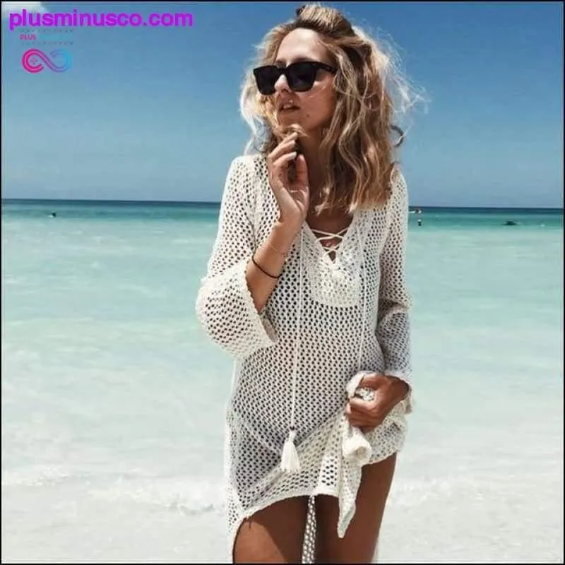 Knitting Swimwear Mesh Sexy Tunic Robe Cover Up Bikini