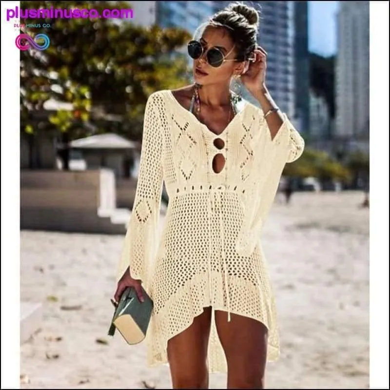 Knitting Swimwear Mesh Sexy Tunic Robe Cover Up Bikini