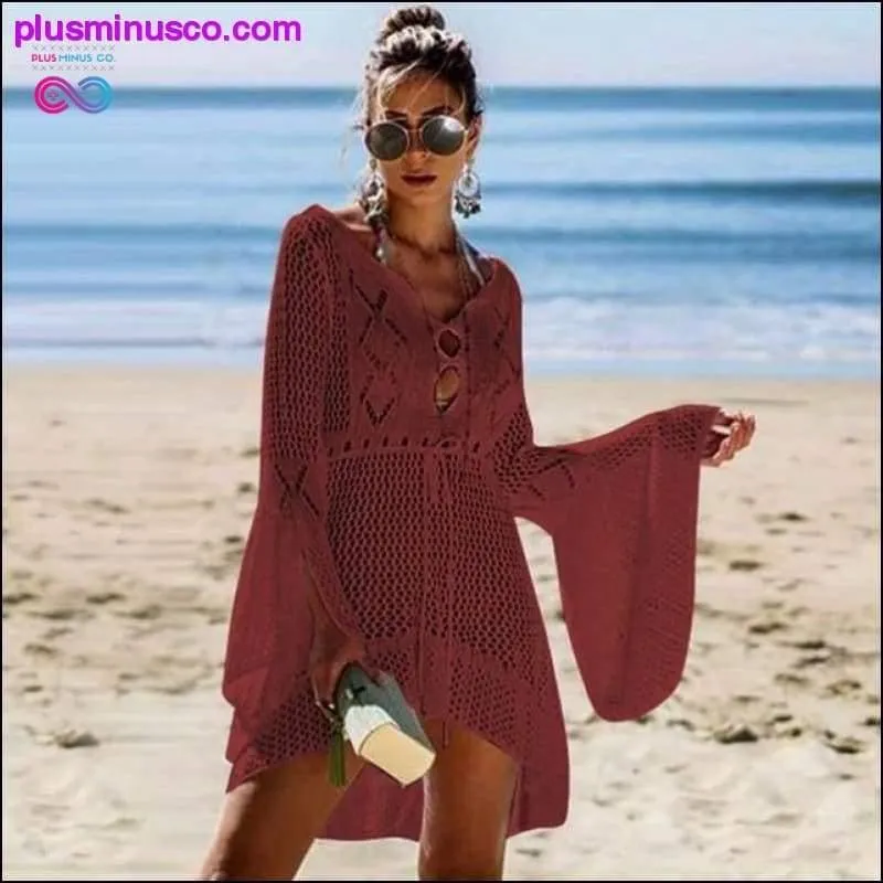 Knitting Swimwear Mesh Sexy Tunic Robe Cover Up Bikini