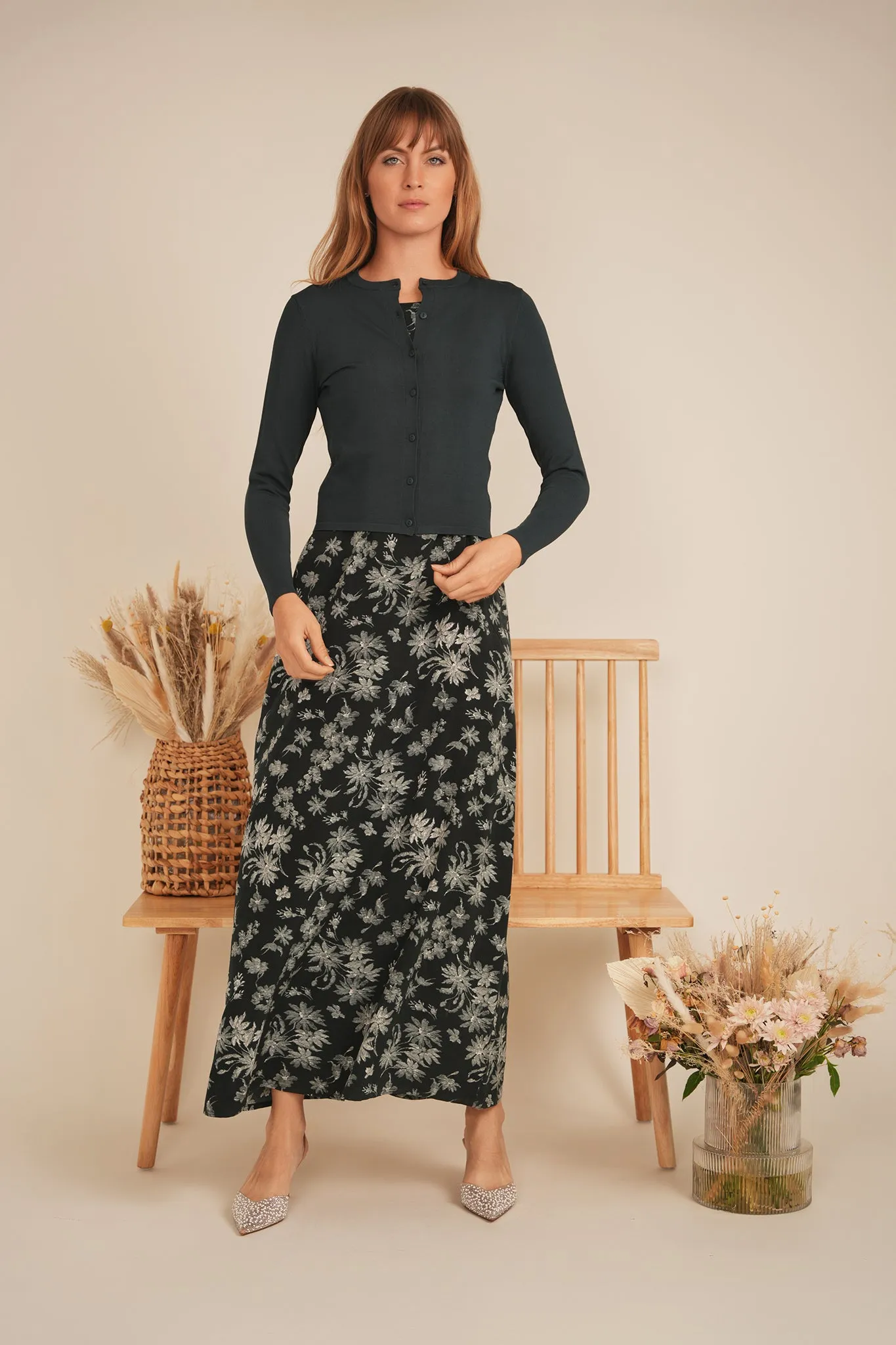 Ladies Printed Satin Maxi Jumper
