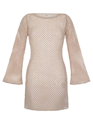 Lana Taupe Crochet Dress ::RET