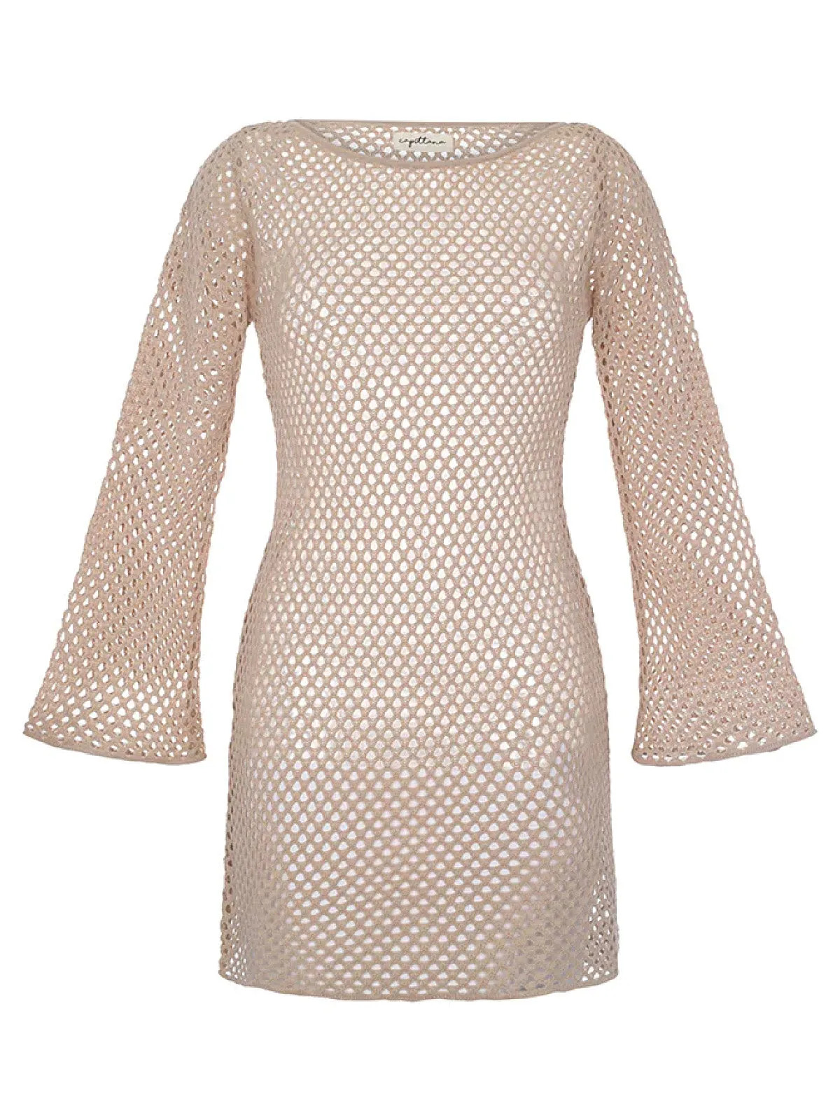 Lana Taupe Crochet Dress ::RET