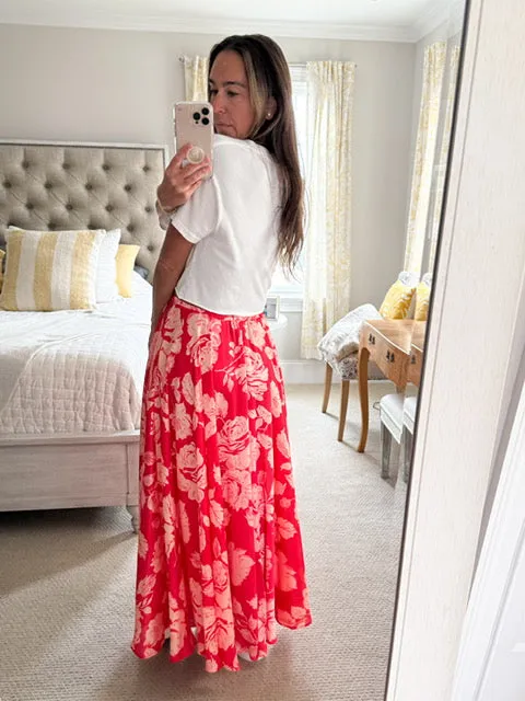 Lavender Brown Floral Maxi Skirt