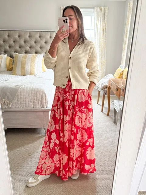 Lavender Brown Floral Maxi Skirt