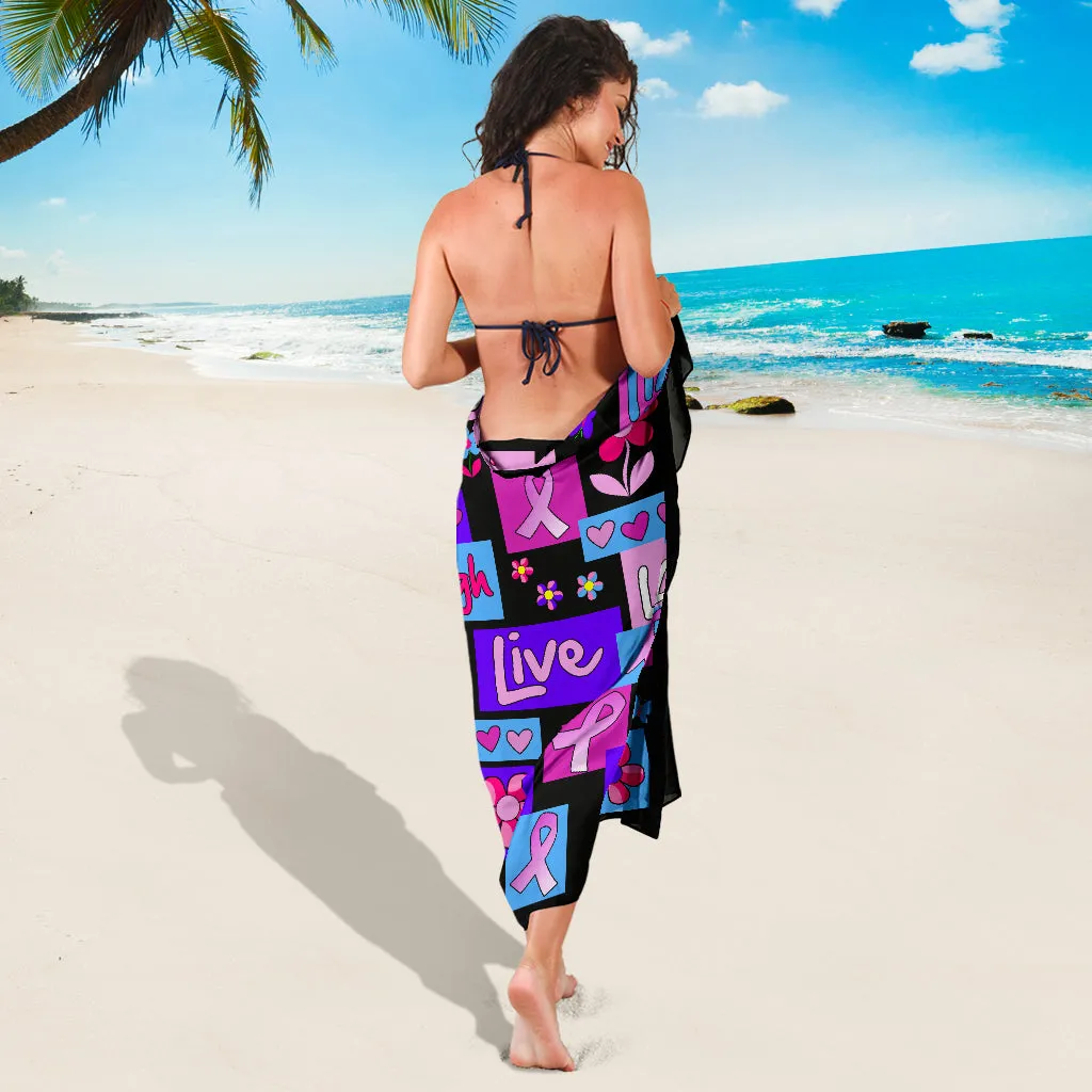 Live, Love, Laugh Pink Ribbon Sarong