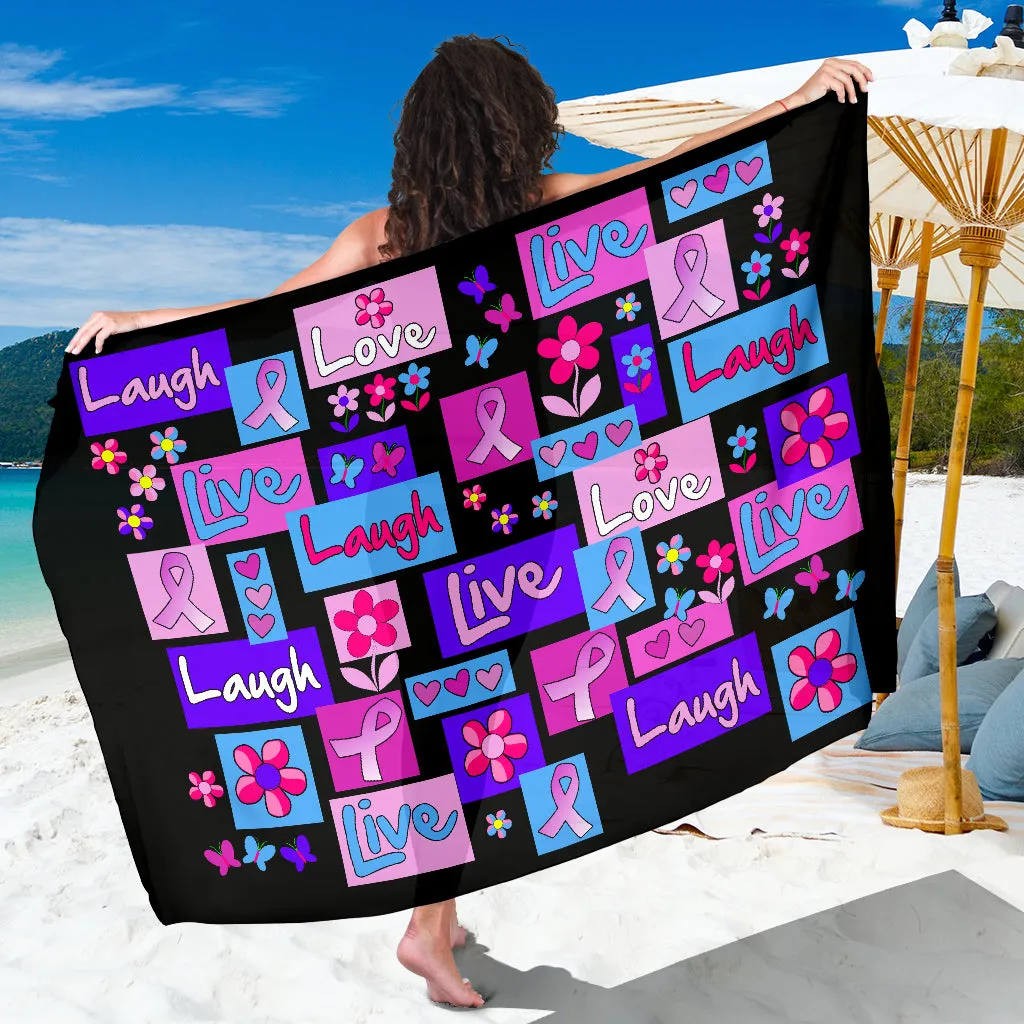 Live, Love, Laugh Pink Ribbon Sarong
