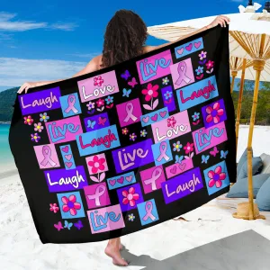 Live, Love, Laugh Pink Ribbon Sarong