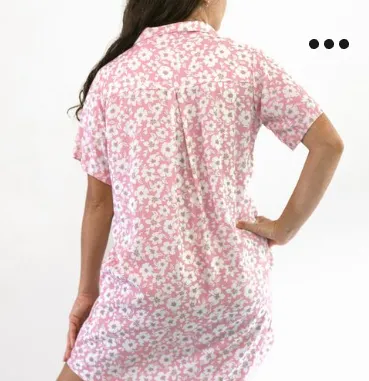 LOKAHI- ALOHA SHIRT DRESS- PINK BLOOM