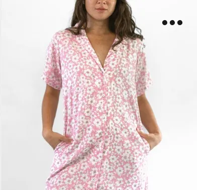 LOKAHI- ALOHA SHIRT DRESS- PINK BLOOM