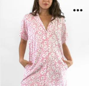 LOKAHI- ALOHA SHIRT DRESS- PINK BLOOM
