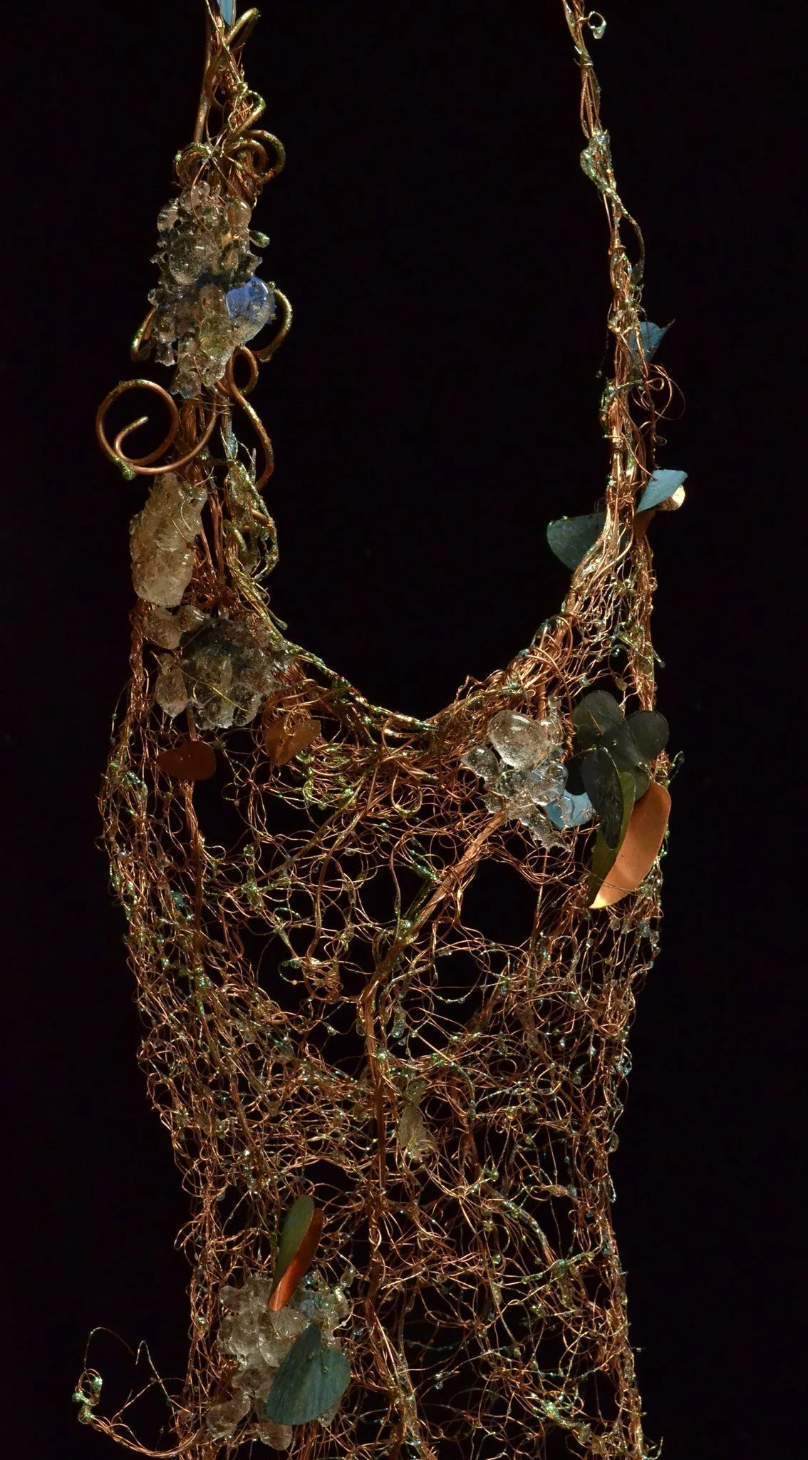 Long Copper Wire Halter Dress Sculpture ~ Cupre Vinea (Copper Vine)